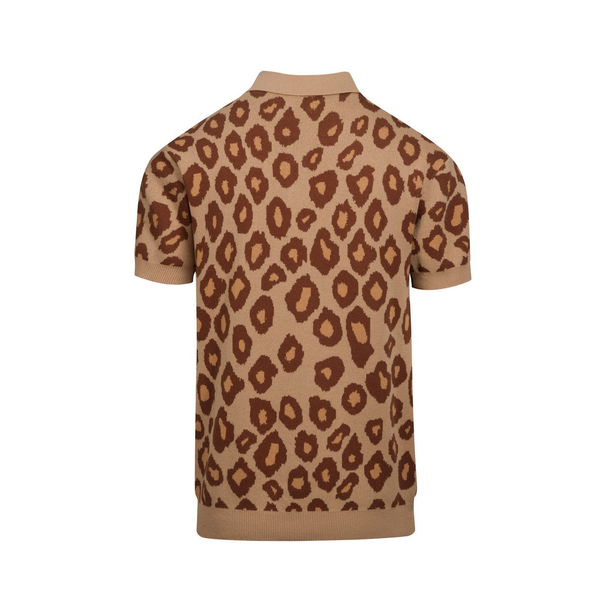 Kaki Jacquard Polo Homme avec Motif Tigre et Léopard