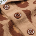 Kaki Jacquard Polo Homme avec Motif Tigre et Léopard