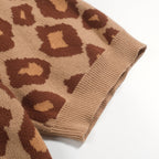 Kaki Jacquard Polo Homme avec Motif Tigre et Léopard