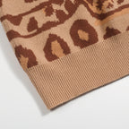 Kaki Jacquard Polo Homme avec Motif Tigre et Léopard
