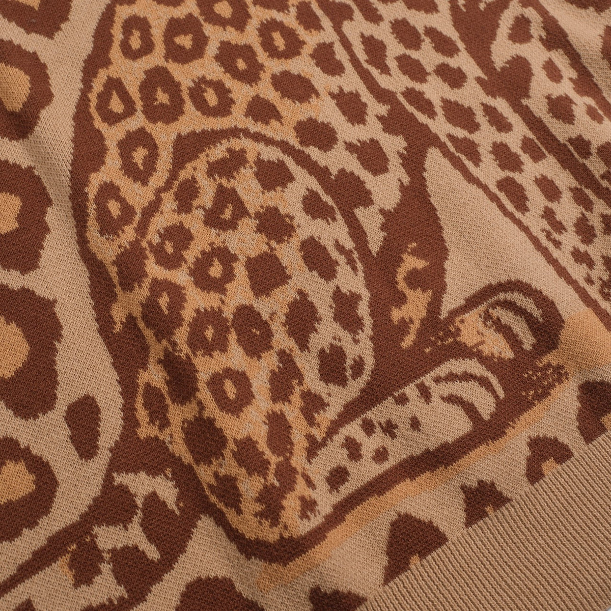 Kaki Jacquard Polo Homme avec Motif Tigre et Léopard