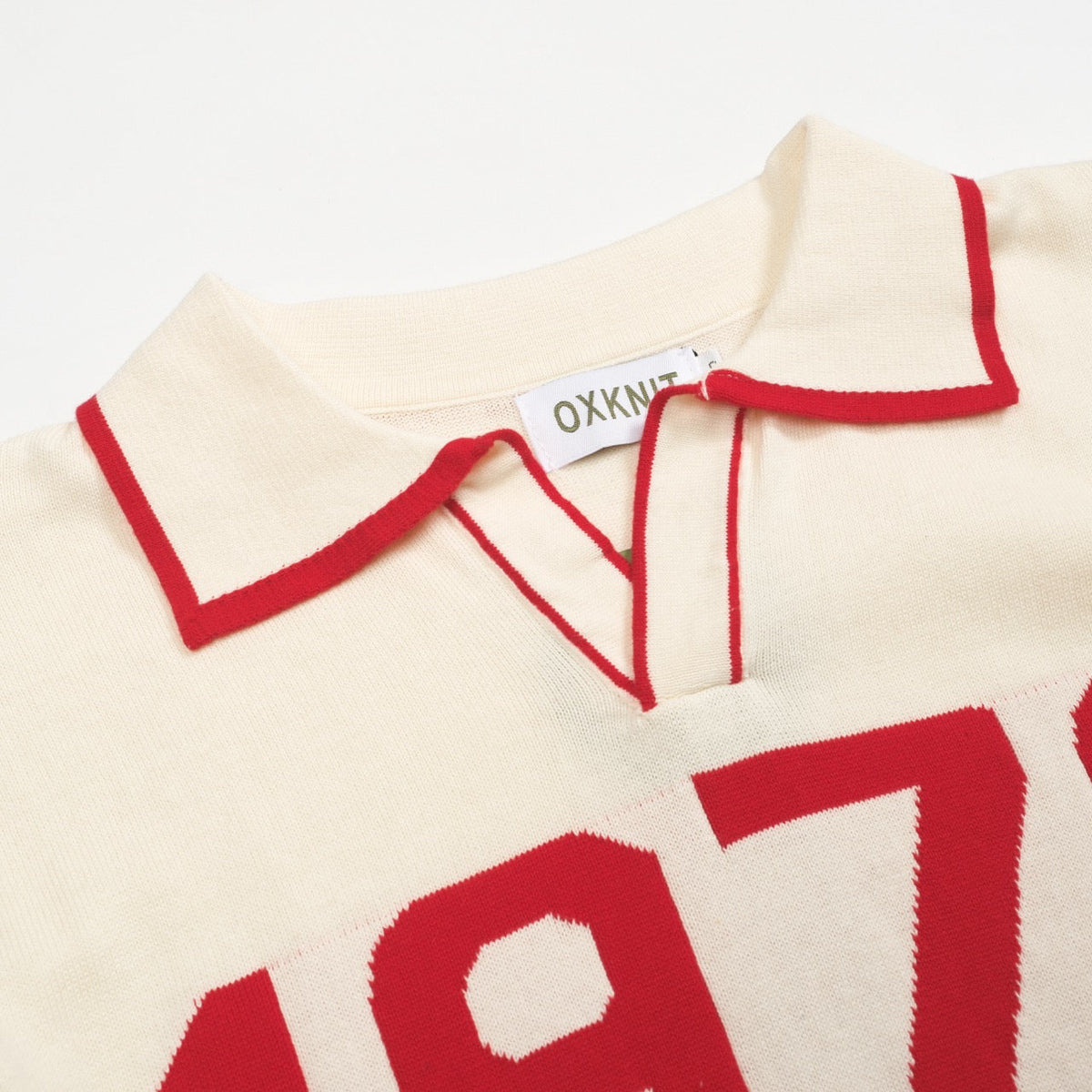 Pull en tricot blanc abricot à col V pour homme - 1976