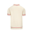 Pull en tricot blanc abricot à col V pour homme - 1976