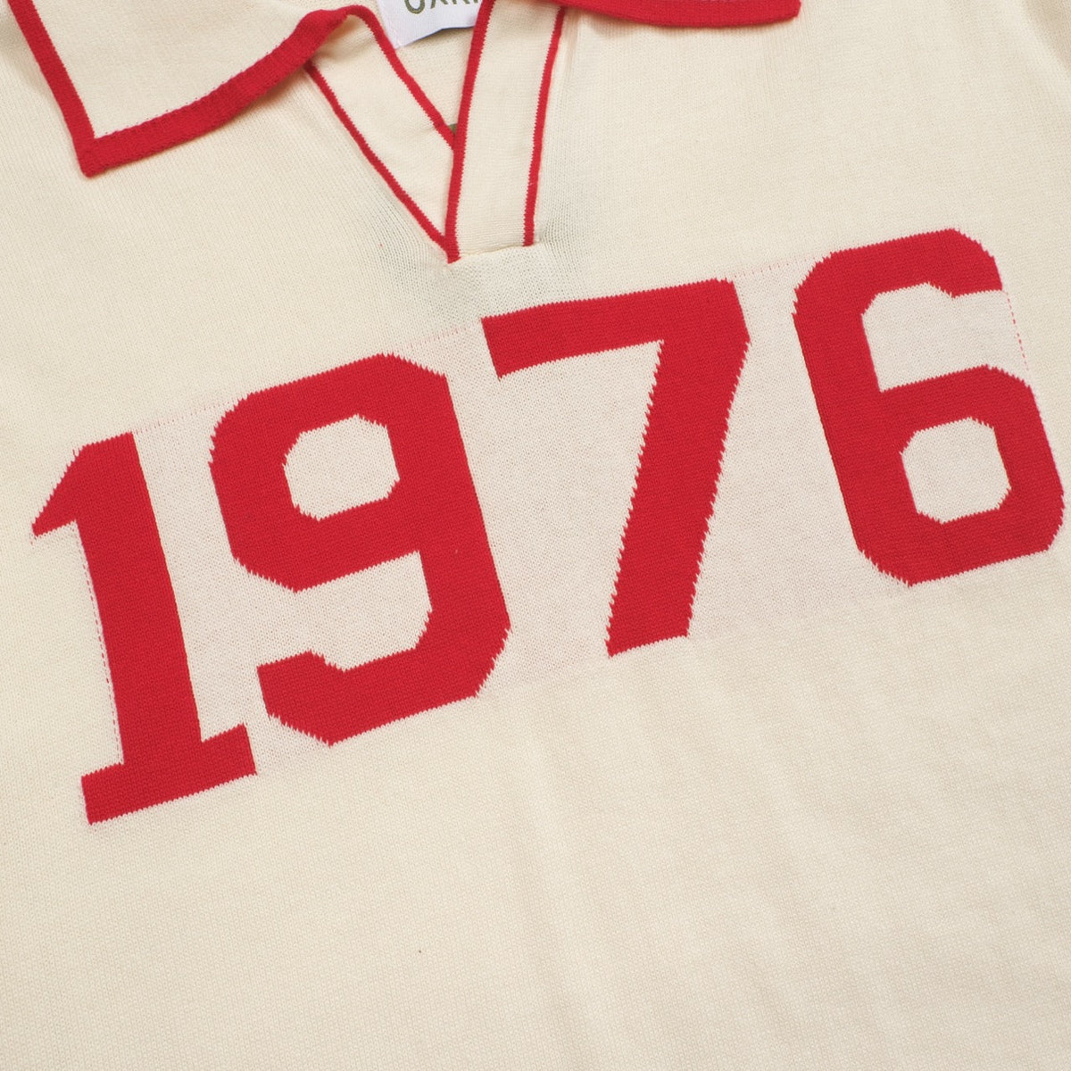 Pull en tricot blanc abricot à col V pour homme - 1976