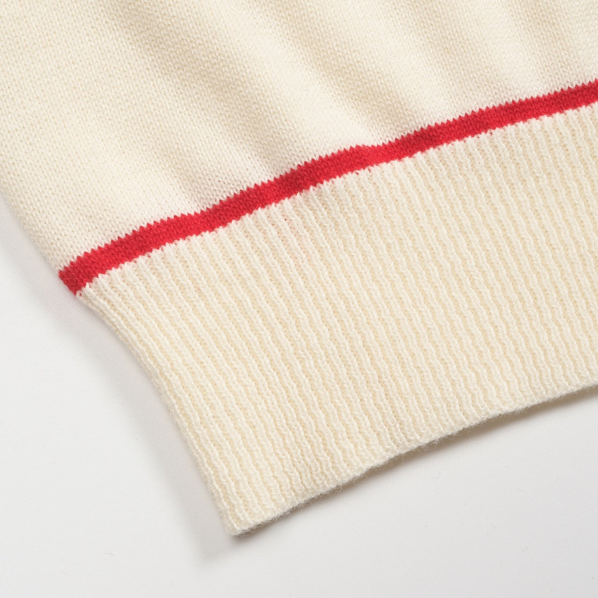 Pull en tricot blanc abricot à col V pour homme - 1976