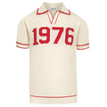 Pull en tricot blanc abricot à col V pour homme - 1976