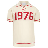 Pull en tricot blanc abricot à col V pour homme - 1976
