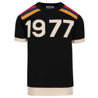 Vintage 1977 Black Jacquard Knit T-Shirt for Men