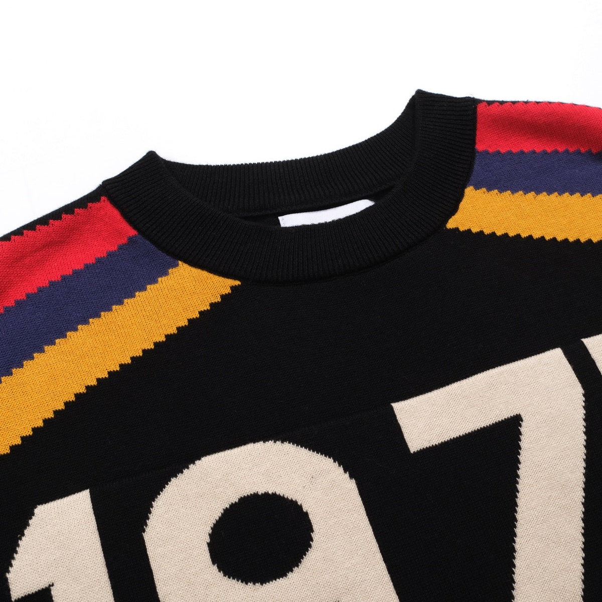 Vintage 1977 Black Jacquard Knit T-Shirt for Men