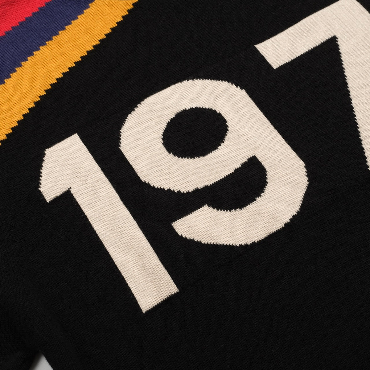 Vintage 1977 Black Jacquard Knit T-Shirt for Men
