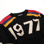 Vintage 1977 Black Jacquard Knit T-Shirt for Men