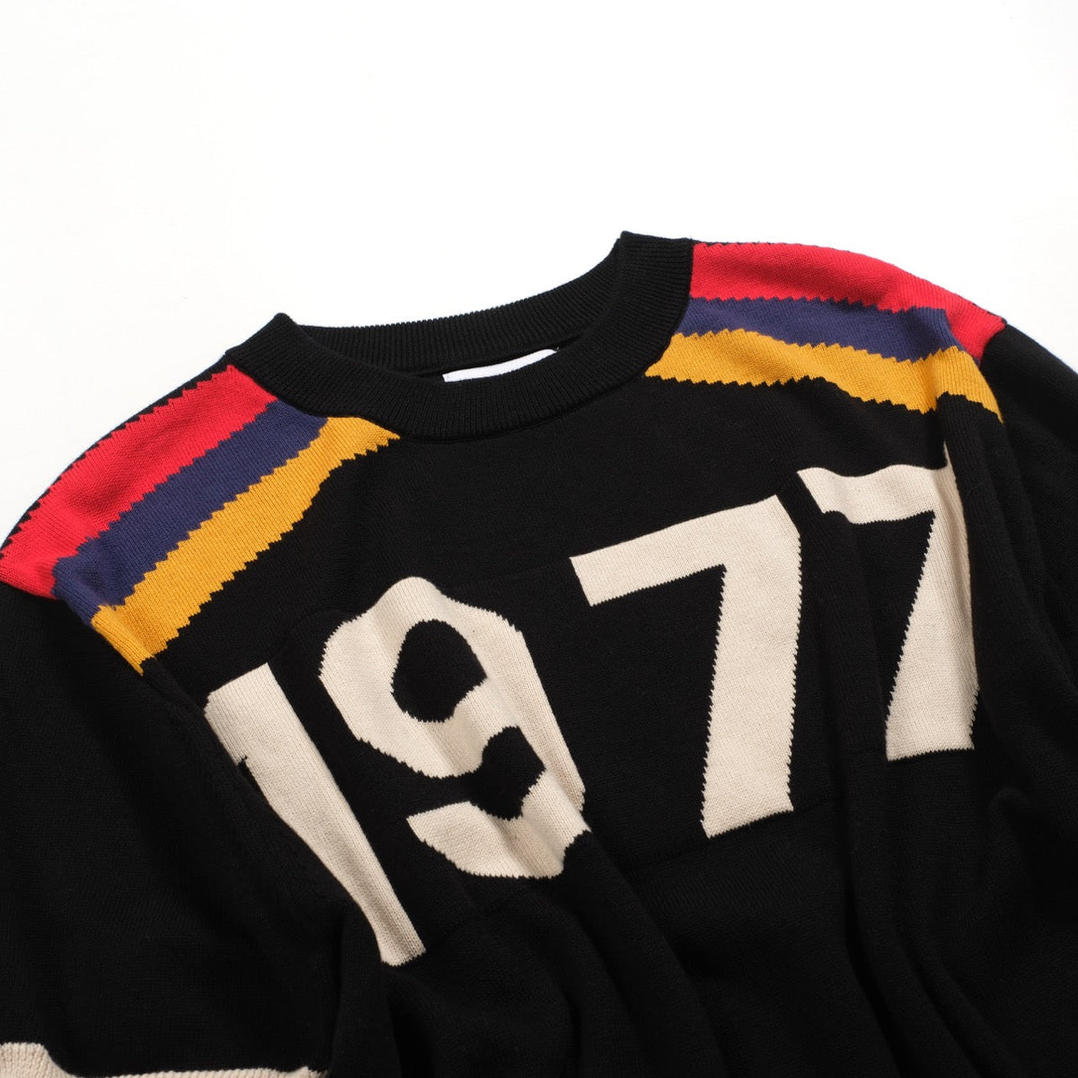 Vintage 1977 Black Jacquard Knit T-Shirt for Men
