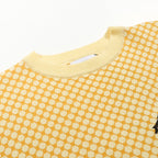 Vintage Jaquard Knit Yellow Men's T-Shirt with Embroidery