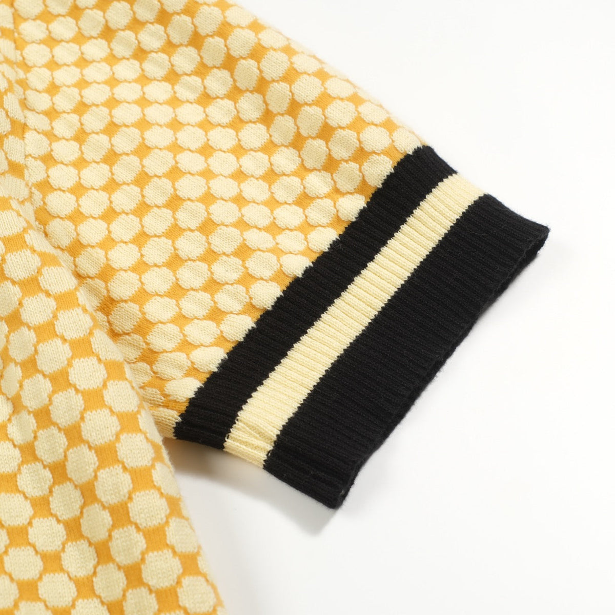 Vintage Jaquard Knit Yellow Men's T-Shirt with Embroidery