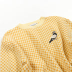 Vintage Jaquard Knit Yellow Men's T-Shirt with Embroidery