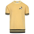 Vintage Jaquard Knit Yellow Men's T-Shirt with Embroidery