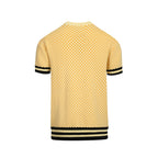 Vintage Jaquard Knit Yellow Men's T-Shirt with Embroidery