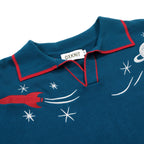 Polos Brodés pour Homme - Planète et Fusée Bleue en Maille