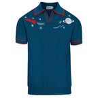 Polos Brodés pour Homme - Planète et Fusée Bleue en Maille
