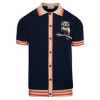 Pull sans manches rétro bleu marine avec motif hibou pour homme
