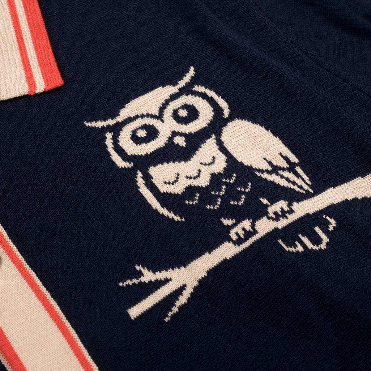 Pull sans manches rétro bleu marine avec motif hibou pour homme