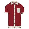 Pull sans manches en tricot à rayures rétro brique rouge pour homme
