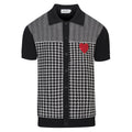 Cardigan noir rétro pour homme en tricot avec broderie artistique en forme de cœur