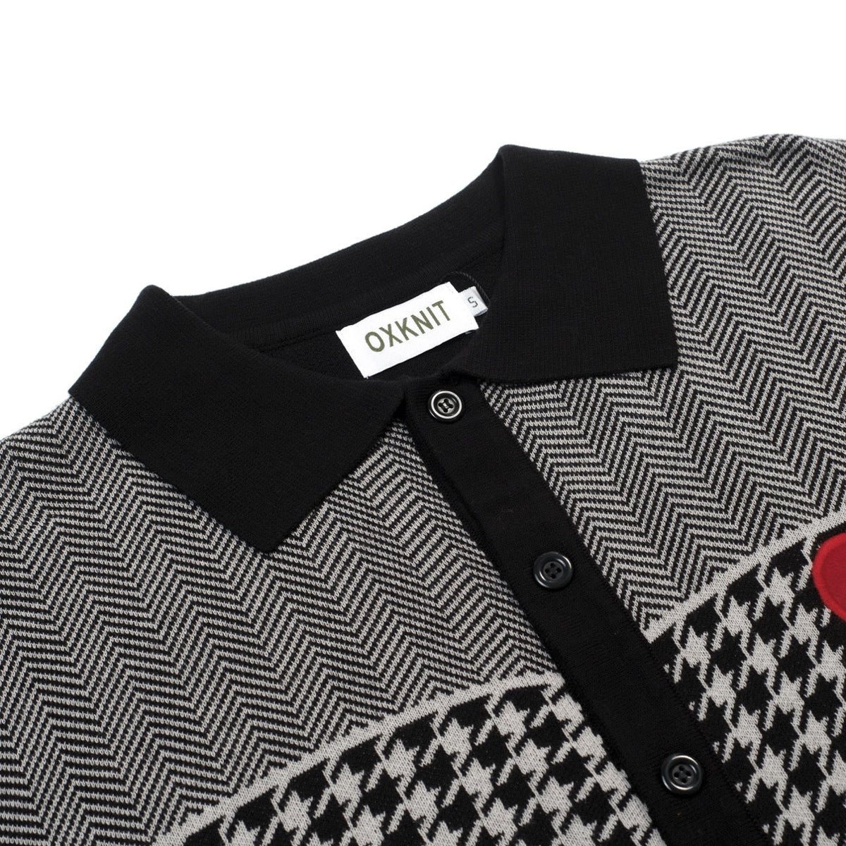 Cardigan noir rétro pour homme en tricot avec broderie artistique en forme de cœur