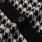 Cardigan noir rétro pour homme en tricot avec broderie artistique en forme de cœur