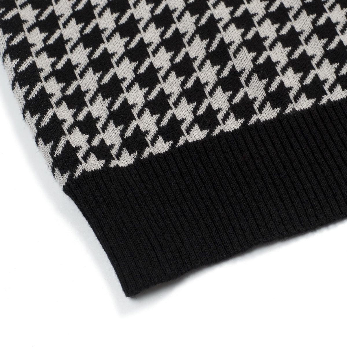 Cardigan noir rétro pour homme en tricot avec broderie artistique en forme de cœur