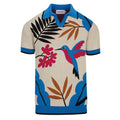 Pull en maille jacquard rétro multicolore pour homme avec motif aviaire