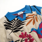 Pull en maille jacquard rétro multicolore pour homme avec motif aviaire