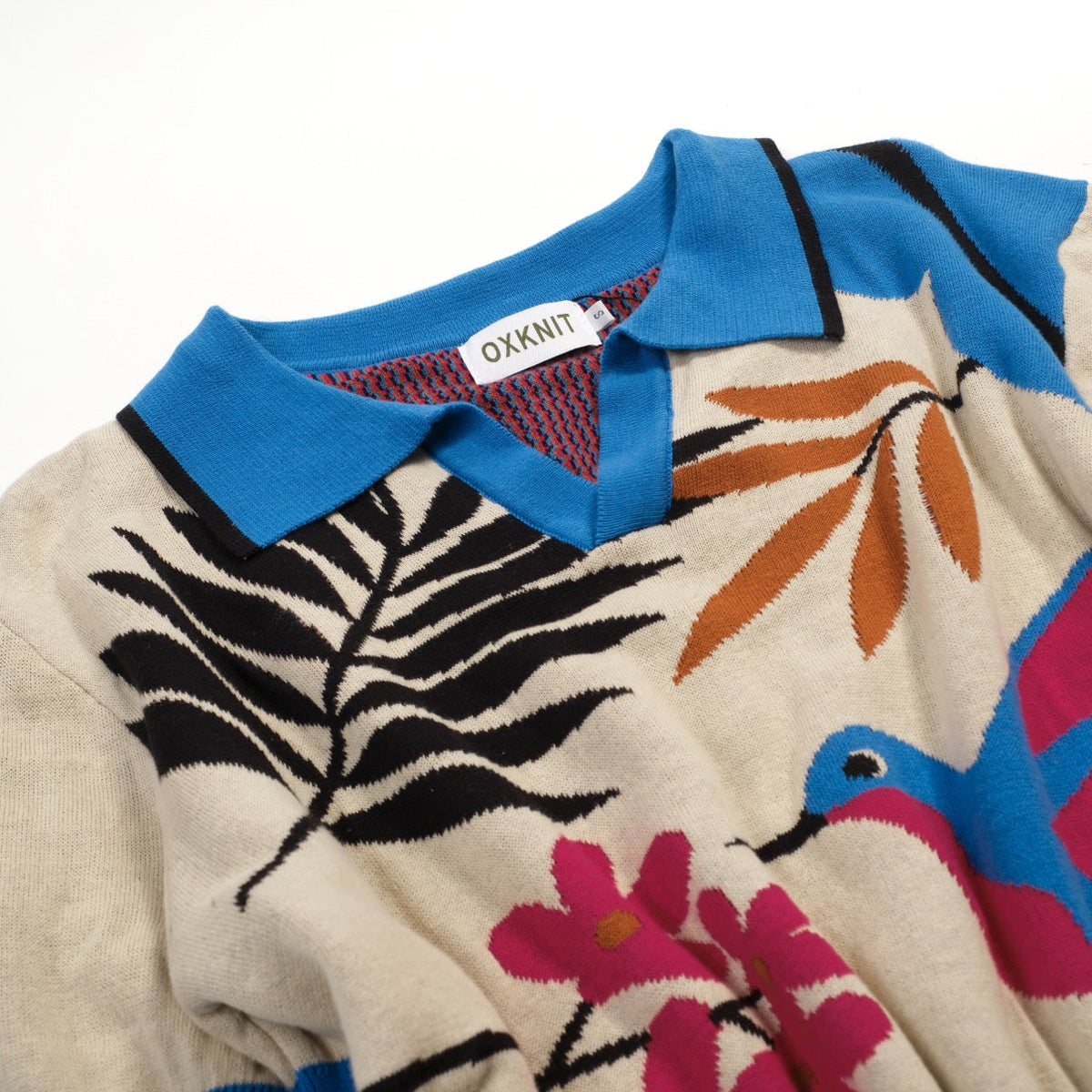 Pull en maille jacquard rétro multicolore pour homme avec motif aviaire