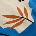 Pull en maille jacquard rétro multicolore pour homme avec motif aviaire