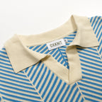 Pull en maille jacquard bleu rétro pour homme