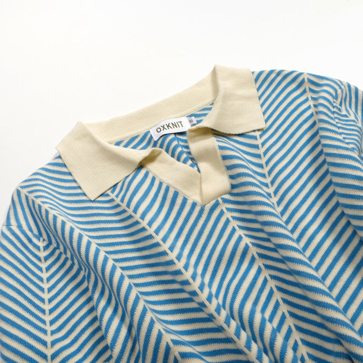 Pull en maille jacquard bleu rétro pour homme
