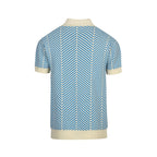 Pull en maille jacquard bleu rétro pour homme