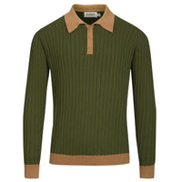 Pull vintage vert à col V en maille nid d'abeille pour homme