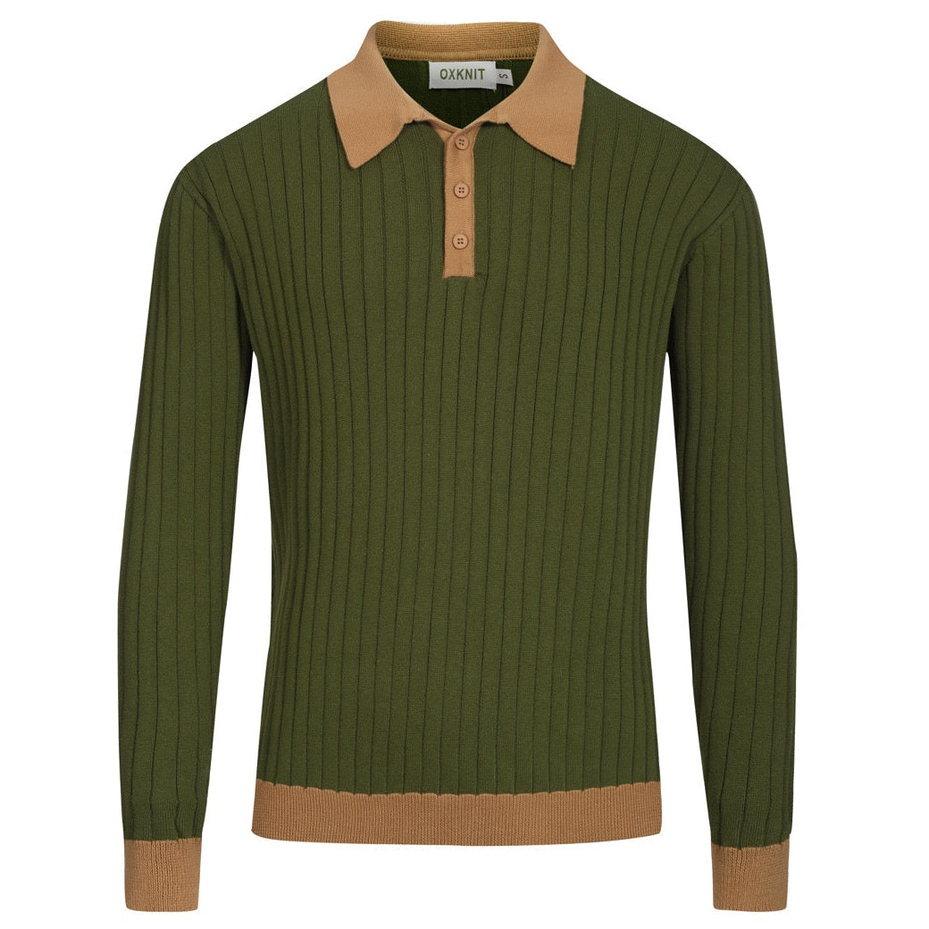 Pull vintage vert à col V en maille nid d'abeille pour homme
