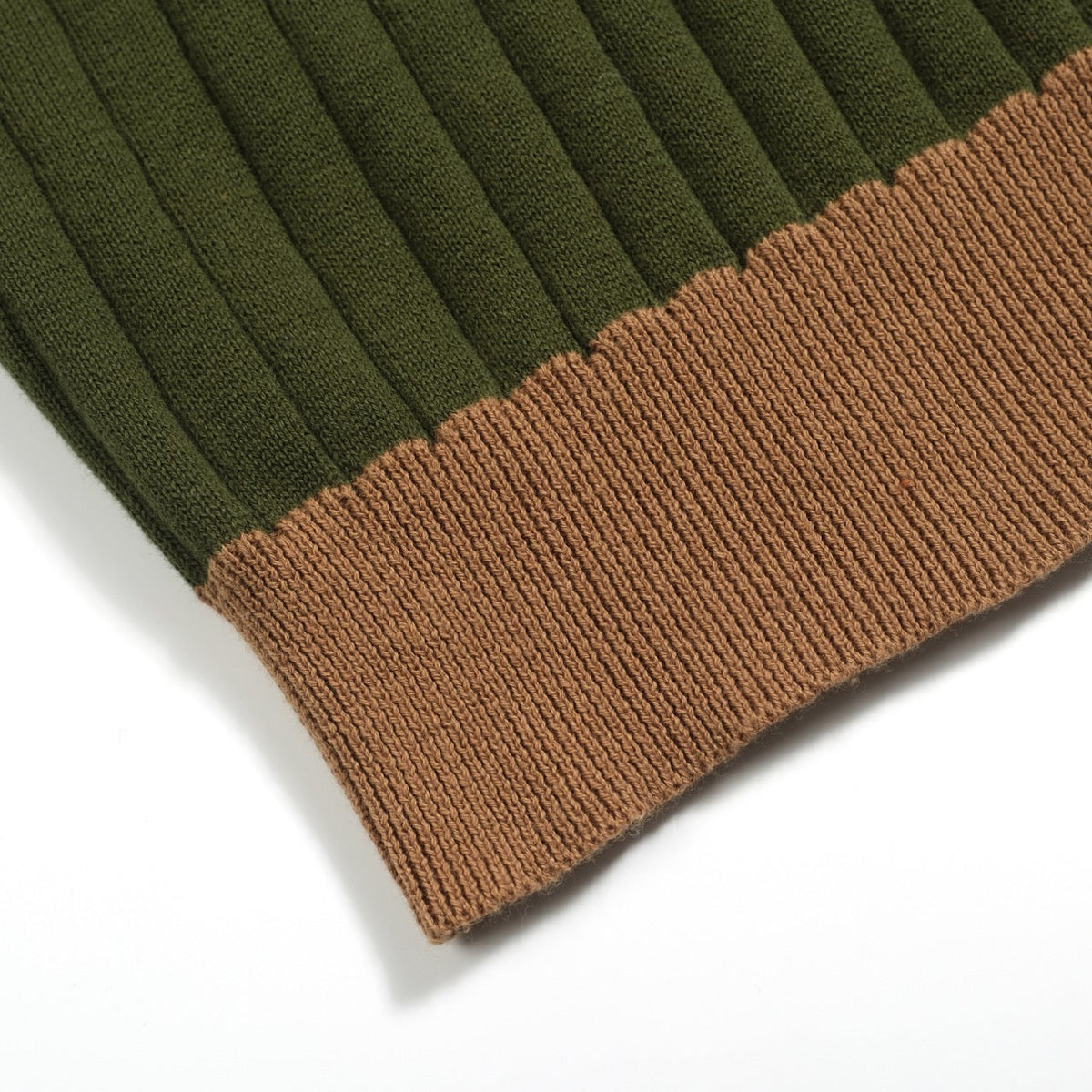 Pull vintage vert à col V en maille nid d'abeille pour homme