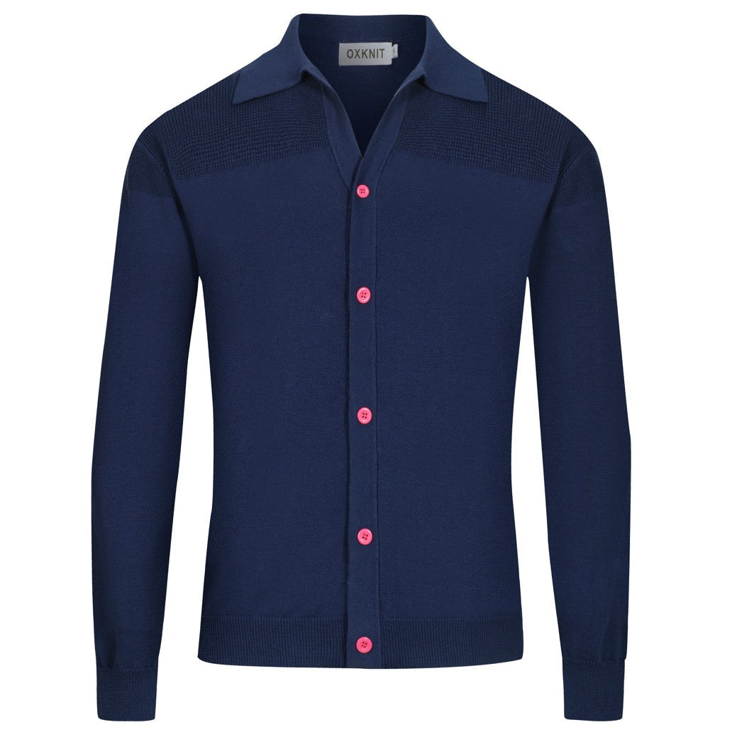 Pull Gilet Rétro en Tricot à Rayures Bleu Pit pour Homme