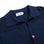 Pull Gilet Rétro en Tricot à Rayures Bleu Pit pour Homme