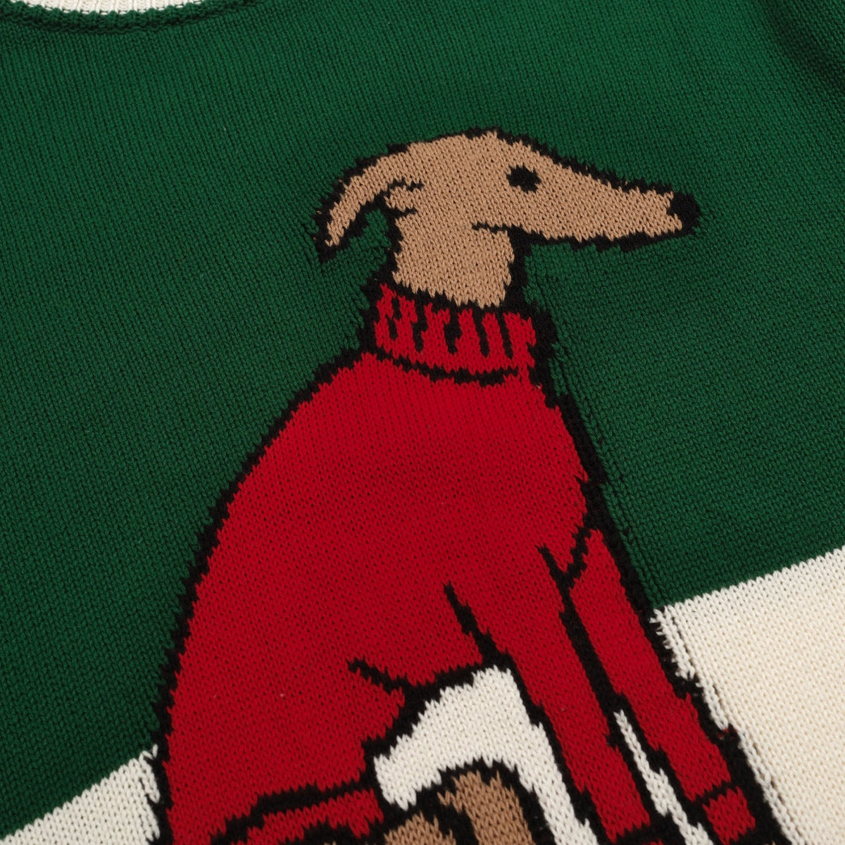 Vintage Green Dog Jacquard Knit Sweater for Men