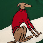 Vintage Green Dog Jacquard Knit Sweater for Men