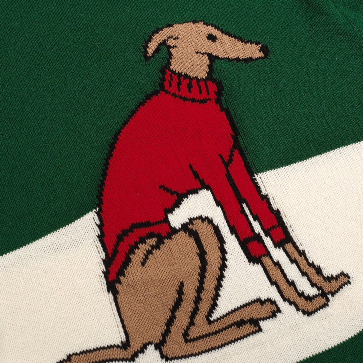 Vintage Green Dog Jacquard Knit Sweater for Men