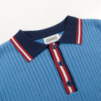 Pull en tricot vintage bleu pour homme, style années 60