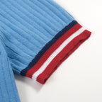 Pull en tricot vintage bleu pour homme, style années 60
