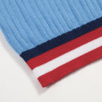 Pull en tricot vintage bleu pour homme, style années 60