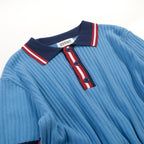 Pull en tricot vintage bleu pour homme, style années 60
