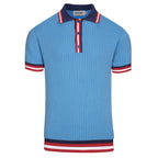 Pull en tricot vintage bleu pour homme, style années 60